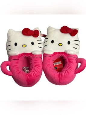 4 sitesHello Kitty Pink Teacup Step-In Plush Slippers Women's Dual Size 7/8 NWT